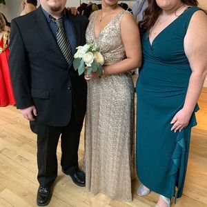 Gold Bridemaids' Dress | DB Sequin V-Neck